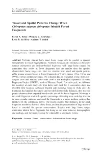 Travel and Spatial Patterns Change When Chiropotes Satanas Chiropotes Inhabit Forest Fragments