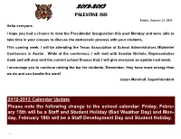 2012-2013 Calendar Update Please Note the Following Change to the School Calendar