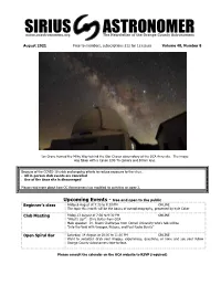 Sirius Astronomer Newsletter to Be the Most Tangible Asset of Membership in the OCA