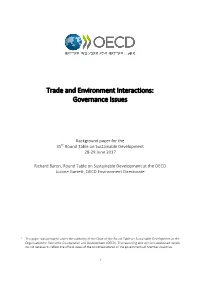 Trade and Environment Interactions: Governance Issues