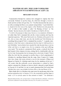 Why God Commands Abraham to Sacrifice Isaac (Gen