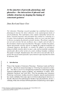 At the Juncture of Prosody, Phonology, and Phonetics – the Interaction of Phrasal and Syllable Structure in Shaping the Timing of Consonant Gestures∗