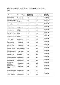 Decisions Regarding Requests for Dual Language Street Name Plates 2019