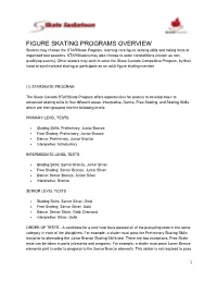 FIGURE SKATING PROGRAMS OVERVIEW Skaters May Choose the Starskate Program, Learning Core Figure Skating Skills and Taking Tests at Organized Test Sessions