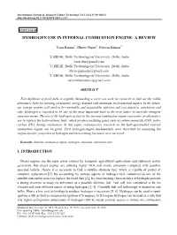 Hydrogen Use in Internal Combustion Engine: a Review