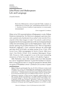 John Florio and Shakespeare: Life and Language