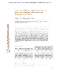 Loss of E-Cadherin-Dependent Cell–Cell Adhesion and the Development and Progression of Cancer