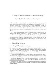 A Very Brief Introduction to Étale Homotopy∗