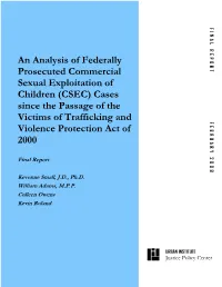 An Analysis of Federally Prosecuted Commercial Sexual Exploitation Of