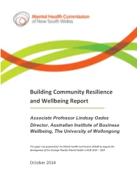 Building Community Resilience and Wellbeing Report