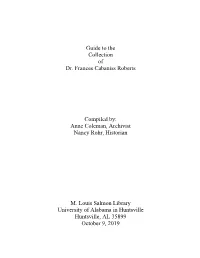 Guide to the Collection of Dr. Frances Cabaniss Roberts
