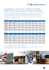 Introducing Our New Summer Schedule from Leeds Bradford Airport and a Move to Heathrow Terminal 5