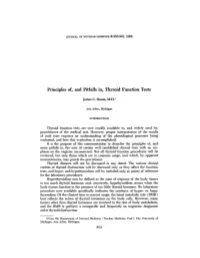 Principles Of, and Pitfalls In, Thyroid Function Tests