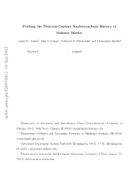 Probing the Neutron-Capture Nucleosynthesis History of Galactic