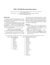 SPEC CPU2006 Benchmark Descriptions