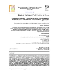Strategy for Insect Pest Control in Cocoa