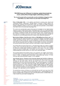TECOM Group and Jcdecaux to Develop a Global Benchmark for Smart Communities Through Digital Advertising Solutions