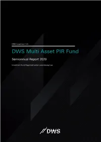 DWS Multi Asset PIR Fund
