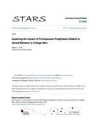 Exploring the Impact of Pre-Exposure Prophylaxis Related to Sexual Behavior in College Men