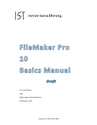 Filemaker Pro 10 Basics Manual