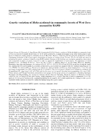 Genetic Variation of Melia Azedarach in Community Forests of West Java Assessed by RAPD