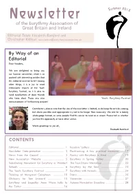 Newsletter Sum 018 of the Eurythmy Association of Great Britain and Ireland Editorial Team: Elisabeth Bamford and Christopher Kidman Newsletter@Eurythmyassociation.Uk