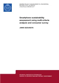 Smartphone Sustainability Assessment Using Multi-Criteria Analysis and Consumer Survey