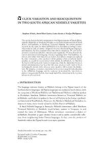 Click Variation and Reacquisition in Two South African Ndebele Varieties