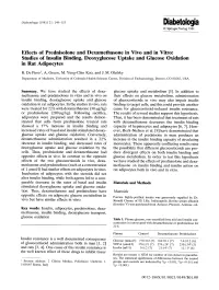 Effects of Prednisolone and Dexamethasone in Vivo and in Vitro: Studies of Insulin Binding, Deoxyglucose Uptake and Glucose Oxidation in Rat Adipocytes