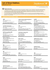 List of Direct Debitors Reference Form