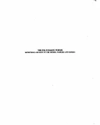 Polychaete Worms Definitions and Keys to the Orders, Families and Genera