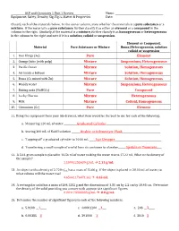 Pure Element Mixture Suspensions, Heterogeneous Mixture Solution