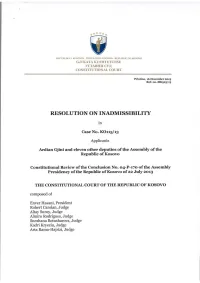 Resolution on Inadmissibility
