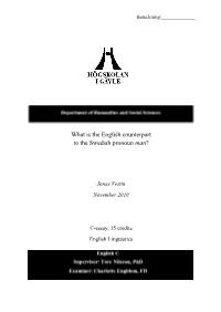 What Is the English Counterpart to the Swedish Pronoun Man?