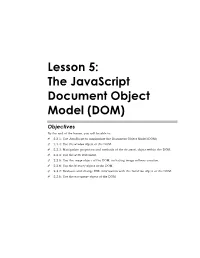 5Lesson 5: the Javascript Document Object Model (DOM)