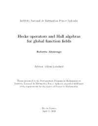 Hecke Operators and Hall Algebras for Global Function Fields