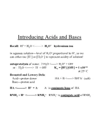 Introducing Acids and Bases