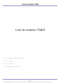 Liste De Modules *D&D