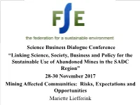 Mining-Affected Communities: Risks, Expectations and Opportunities