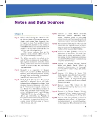 Notes and Data Sources