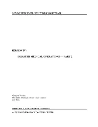 Session Iv: Disaster Medical Operations — Part 2