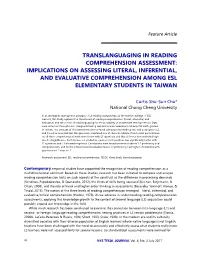 Translanguaging in Reading Comprehension Assessment