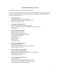 3 Joint AABB-THOR Working Party Petition the Following Individuals Endorse the Following Statement: “Do You Agree That