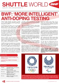 BWF: 'More Intelligent' Anti-Doping Testing
