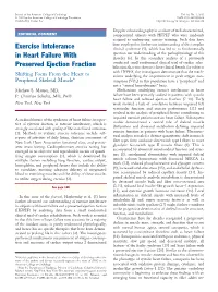 Exercise Intolerance in Heart Failure with Preserved