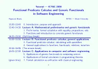 Functional Predicate Calculus and Generic Functionals in Software Engineering