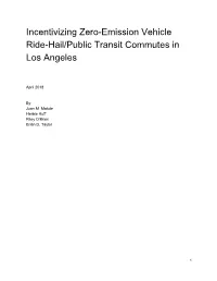 Incentivizing Zero-Emission Vehicle Ride-Hail/Public Transit Commutes in Los Angeles