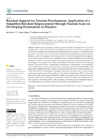 Resident Support for Tourism Development: Application of a Simpliﬁed Resident Empowerment Through Tourism Scale on Developing Destinations in Flanders