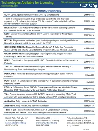 Technologies Available for Licensing