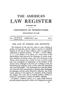 The Law of Strikes and Boycotts